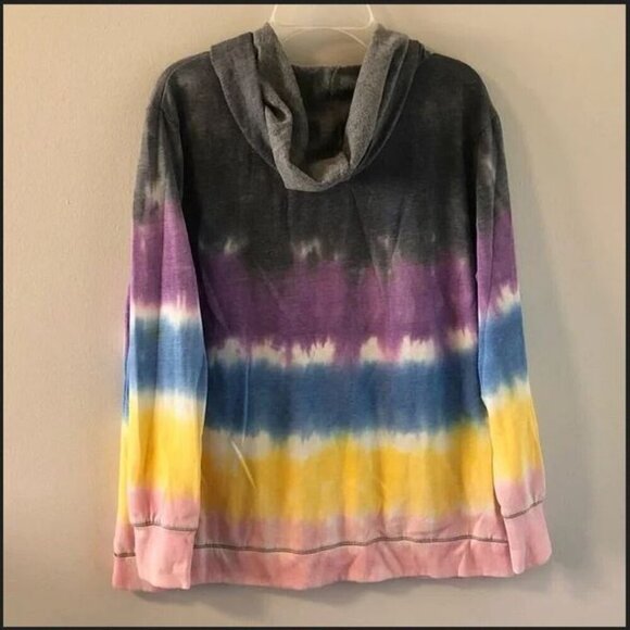 NWOT Jaclyn Intimates Multicoloured Tie Dye Pullover Hoodie L - Picture 2 of 12